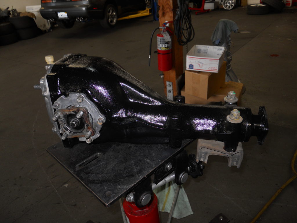 Engine bay with the engine removed